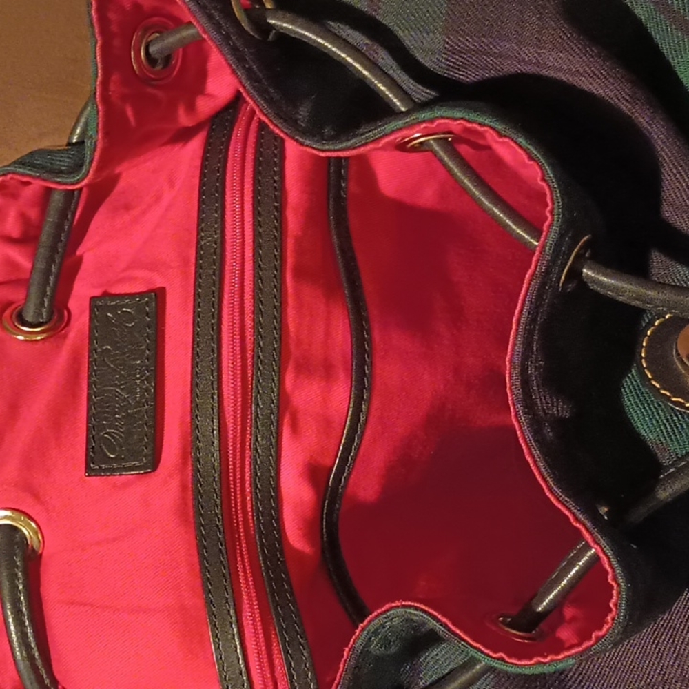 Dooney & Bourke Plaid Drawstring BackPack - Picture 3 of 5